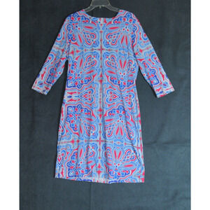 J. McLaughlin Bainbridge Dress XL Pink Blue White Geometric Prep Designer Shift